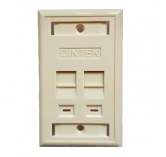 FACEPLATE 2 PUERTOS CON OBTURADOR 114 X 70 BLANCA DINTEK