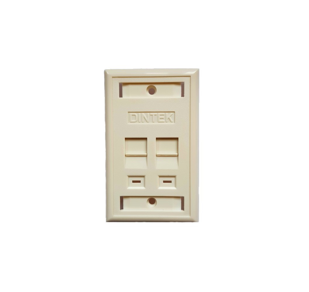 FACEPLATE 2 PUERTOS CON OBTURADOR 114 X 70 BLANCA DINTEK