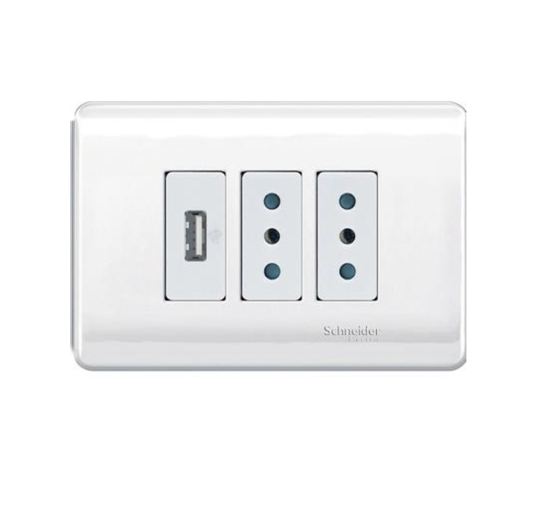 ENCH.DOBLE 2P+10A + 1 USB  EMB.ARM.MWD69950 BLANCO