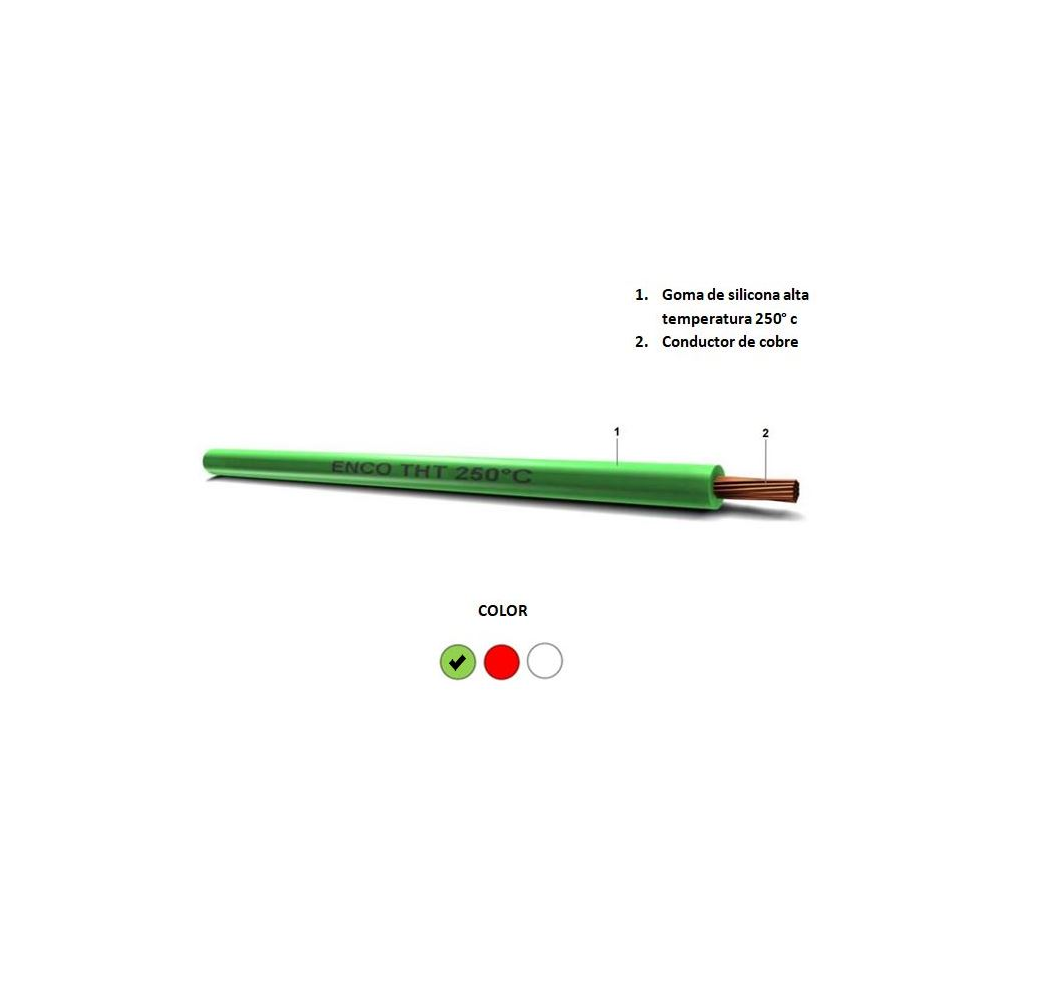Cable Siliconado 4.0mm verde 250 grados