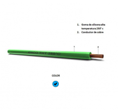 Cable Siliconado 6.0 mm Celeste 250 grados