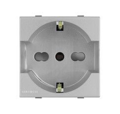 S44 ENCHUFE SCHUKO 2P+T 16A  PLATA 443312