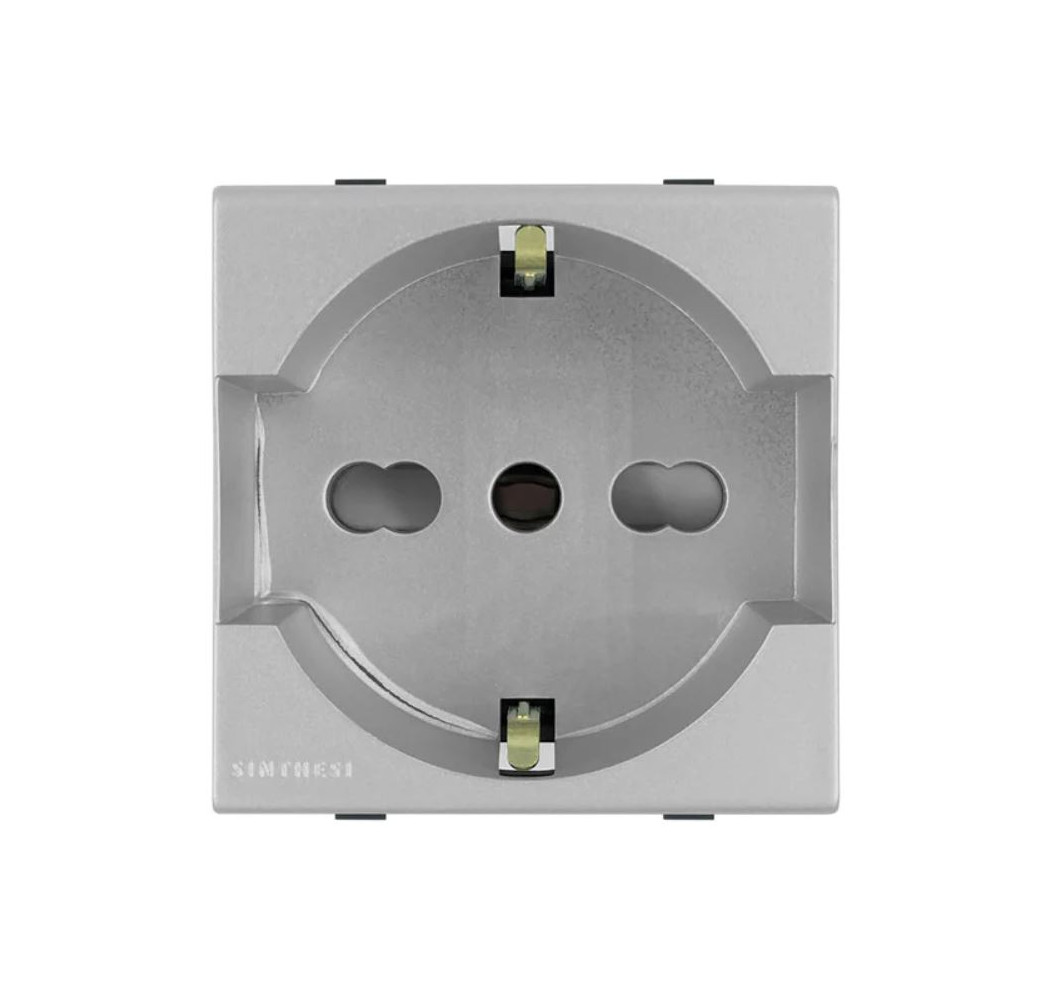S44 ENCHUFE SCHUKO 2P+T 16A PLATA 443312